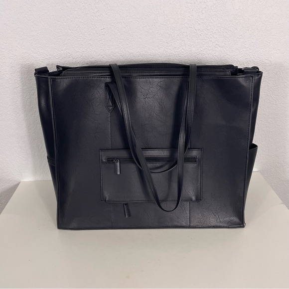 BEIS Bags Beis Black The Work Tote Vegan Leather Large Laptop Tote